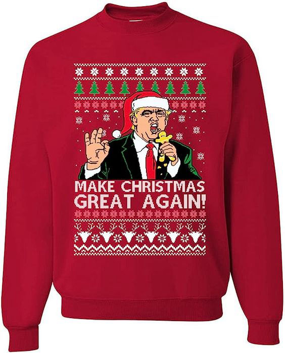 Mens Christmas sweater. "Make Christmas Great Again!" Trump design Christmas sweater.